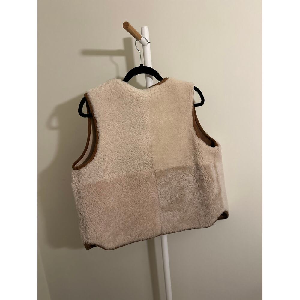 Soeur Reversible Shearling Vest — Patchwork Tan /… - image 2